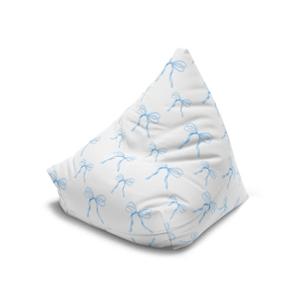 Watercolor Coquette Blue Bows Bean Bag Chair Cover