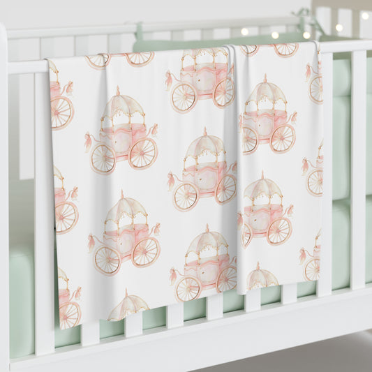 Baby Swaddle Blanket Watercolor Pink Princess Carriage