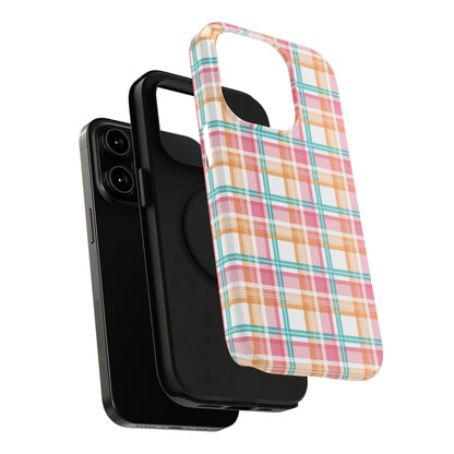 Impact-Resistant Phone Case - Summer Plaid Pink