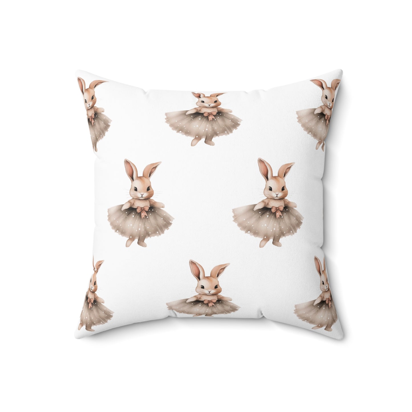 Spun Polyester Square Pillow with Removable Cover Watercolor Ballerina Bunnies