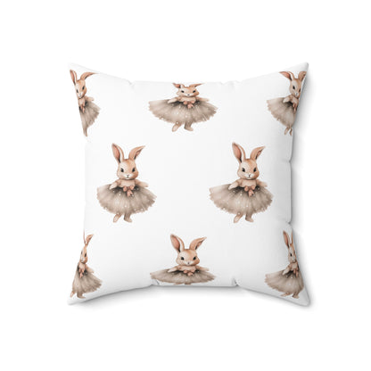 Spun Polyester Square Pillow with Removable Cover Watercolor Ballerina Bunnies