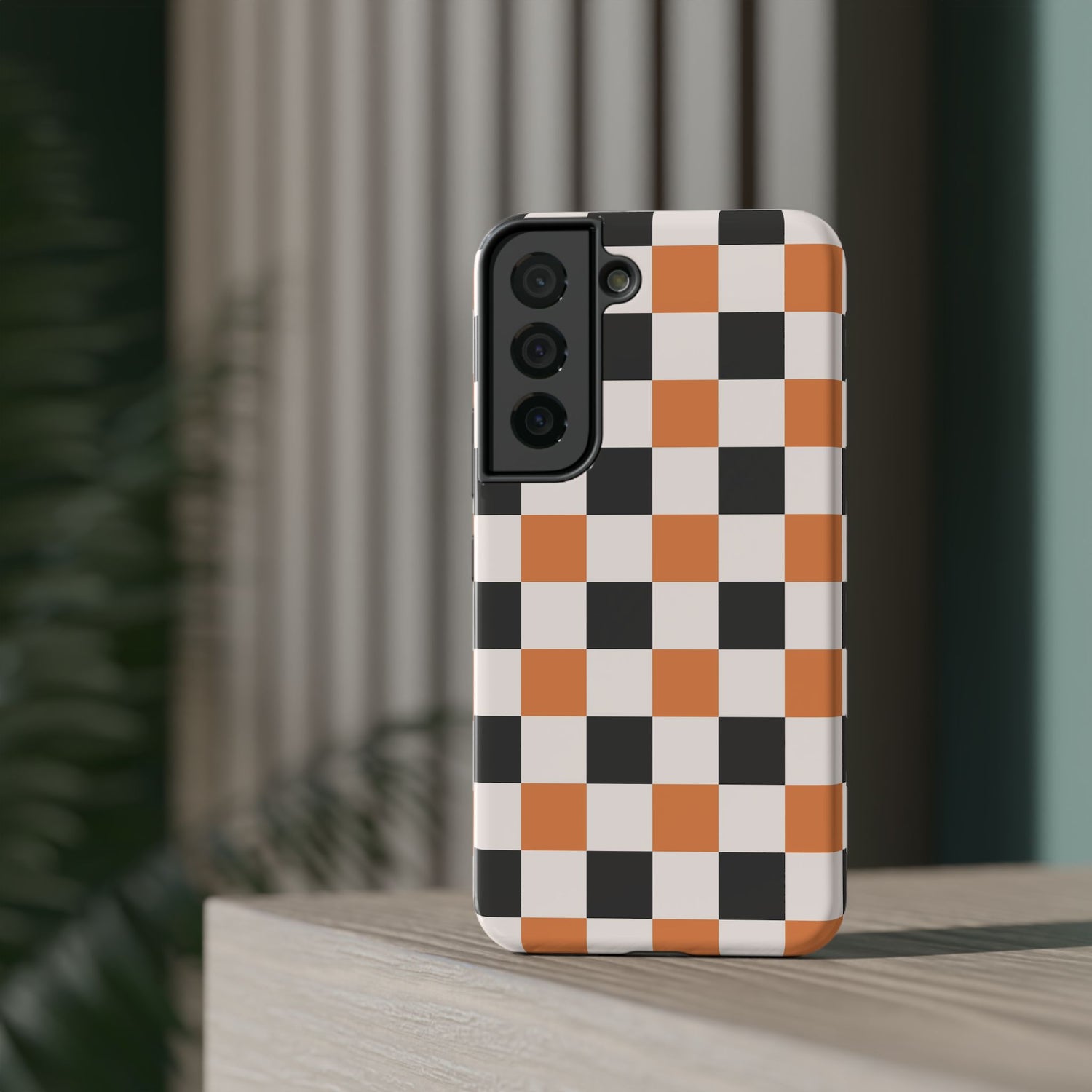 Trendy Halloween Checkerboard Phone Case | Impact-Resistant, iPhone, Samsung