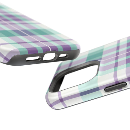 Impact-Resistant Phone Case - Spring Plaid Purple