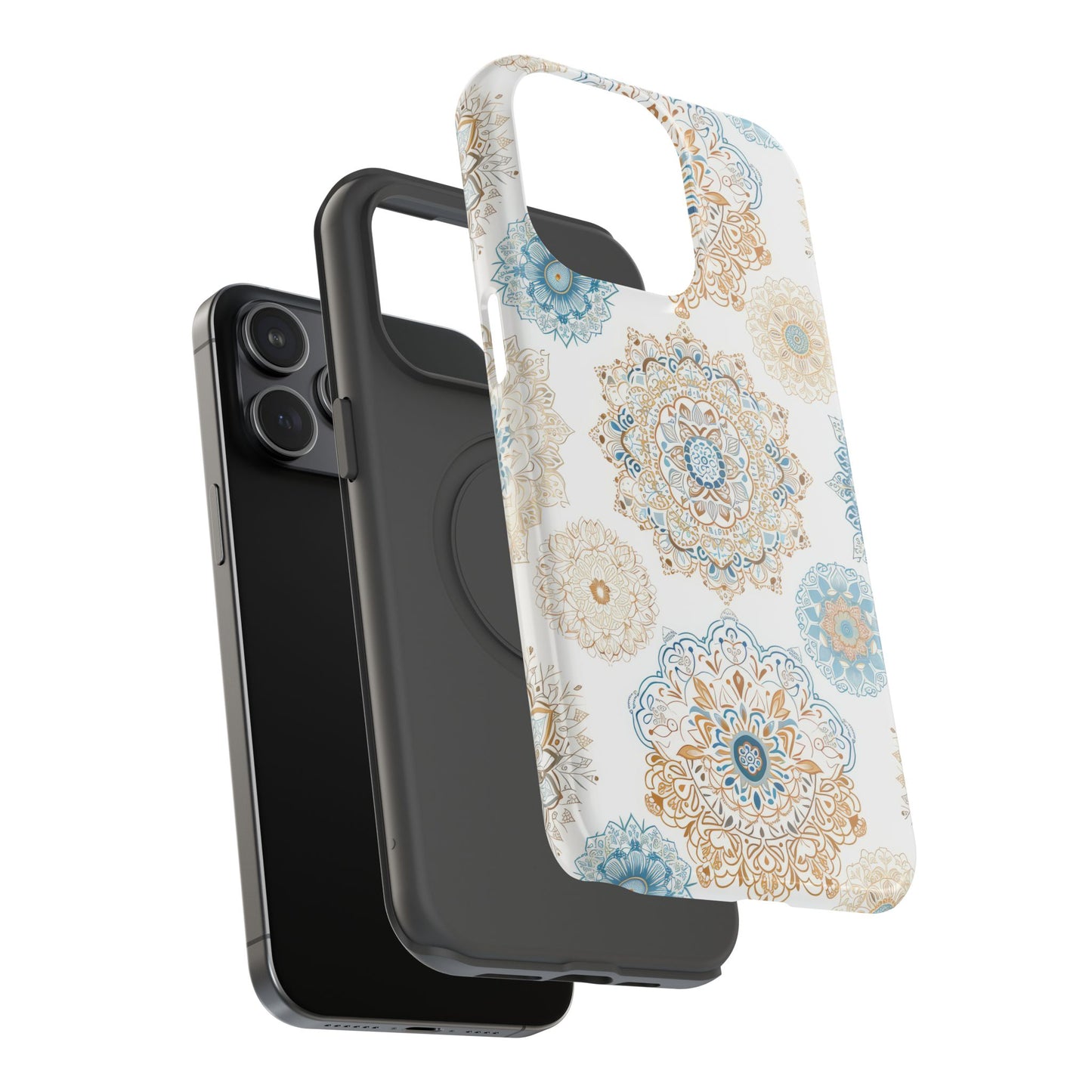 Impact-Resistant Cases, Blue Gold Boho Fun