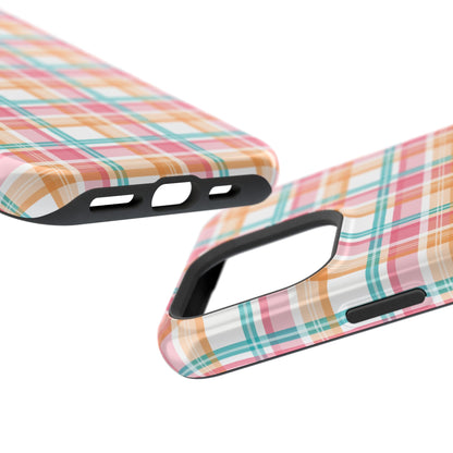 Impact-Resistant Phone Case - Summer Plaid Pink