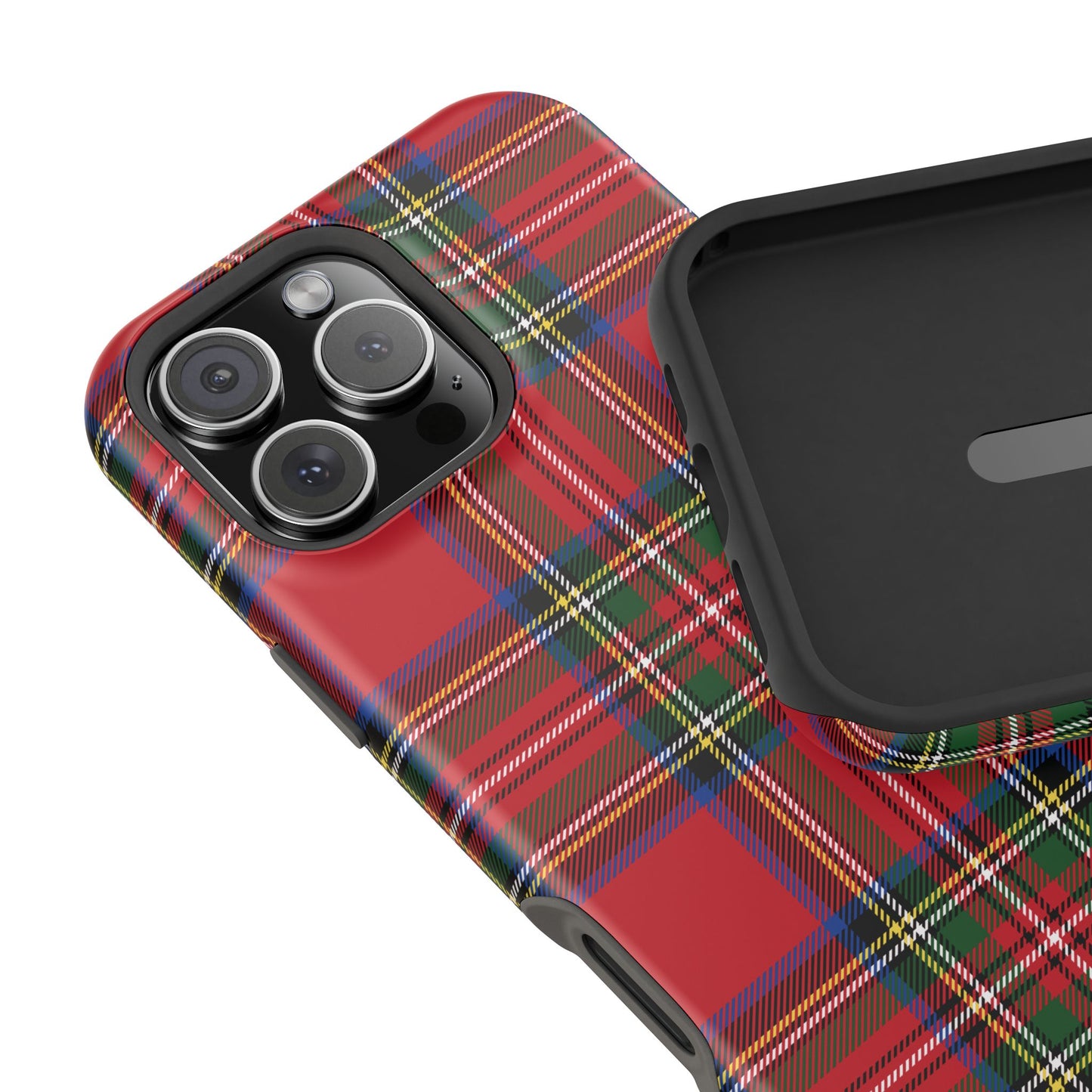 Impact-Resistant Phone Case-Holiday Tartan Plaid Red