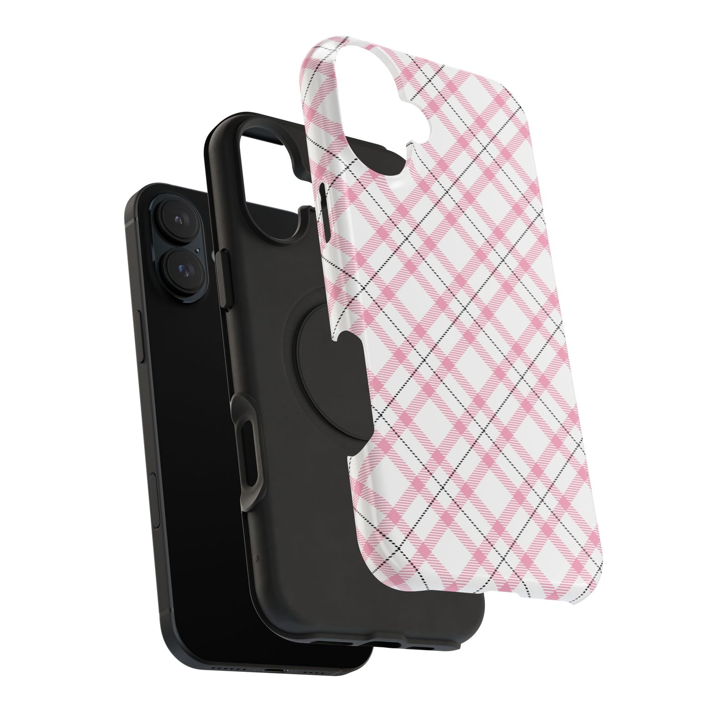 Impact-Resistant Phone Case - Pink Black Plaid