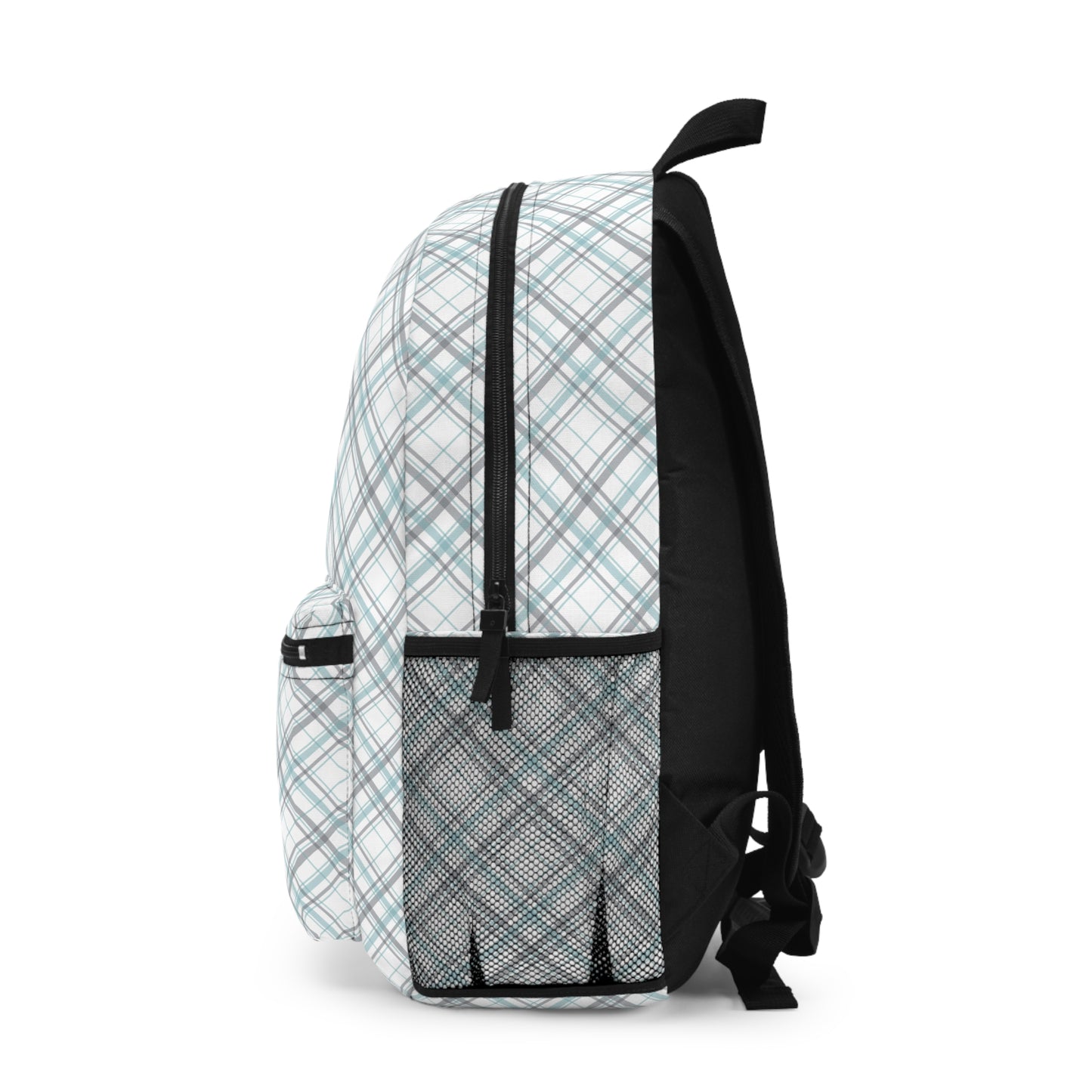 Backpack-Preppy Grey Blue Plaid