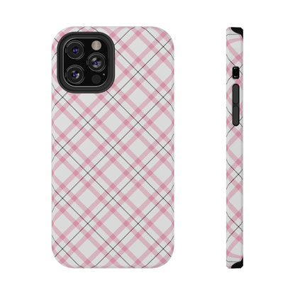 Impact-Resistant Phone Case - Pink Black Plaid