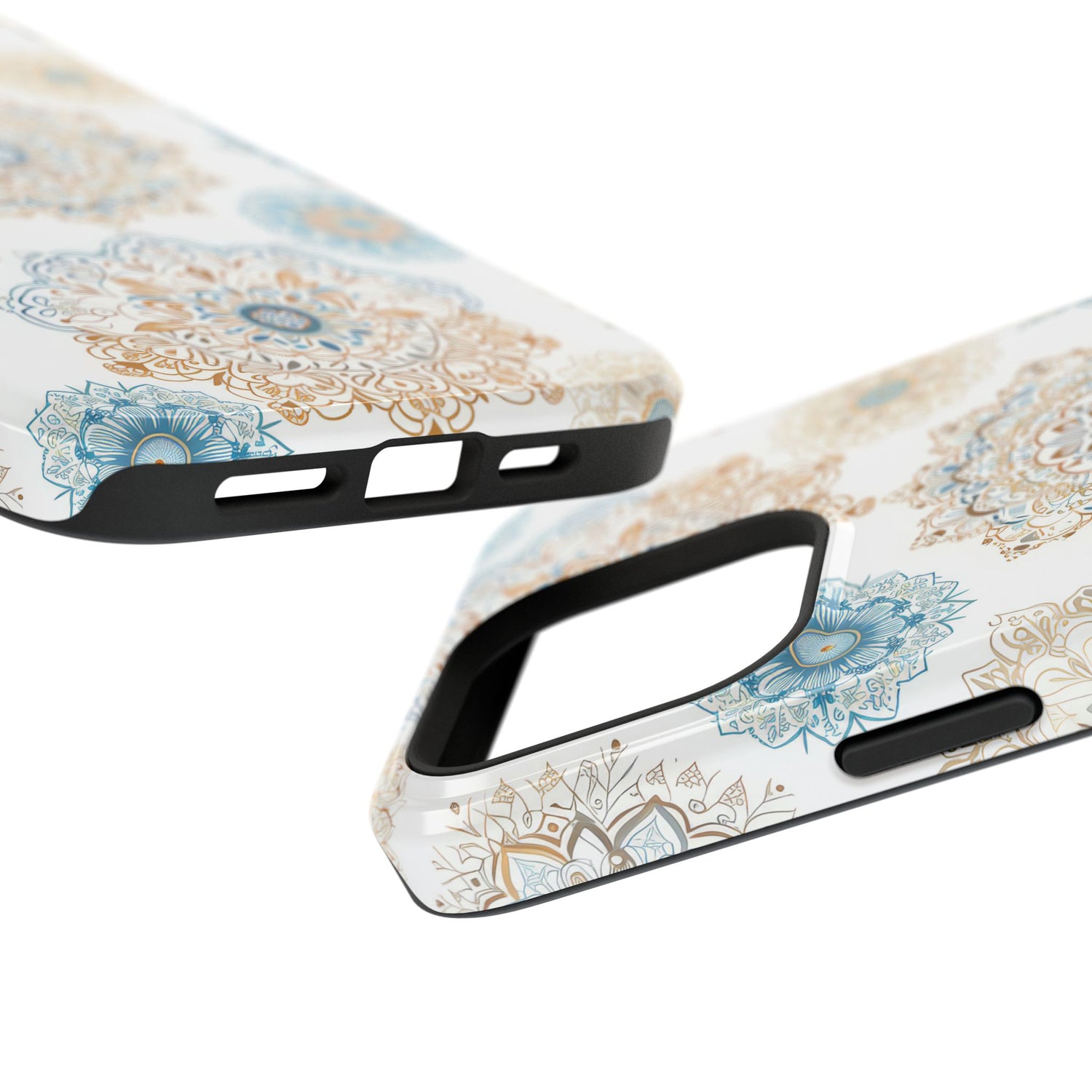 Impact-Resistant Cases, Blue Gold Boho Fun