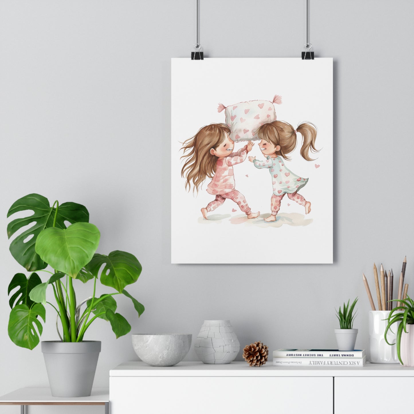 Giclée Art Print Watercolor Pink Pajama Party