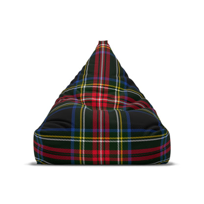 Christmas Tartan Plaid Black Bean Bag Chair Cover