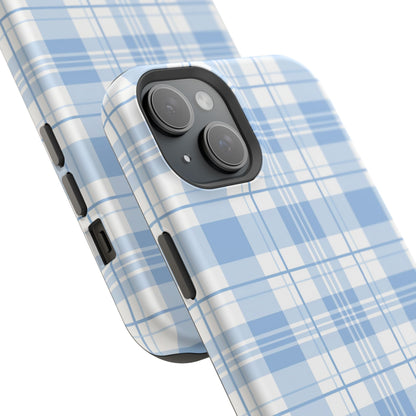 Impact-Resistant Phone Case - Easter Plaid Blue