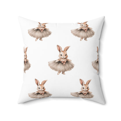 Spun Polyester Square Pillow with Removable Cover Watercolor Ballerina Bunnies