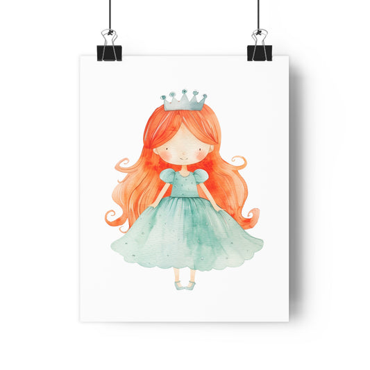 Giclée Art Print Watercolor Teal Princess 4