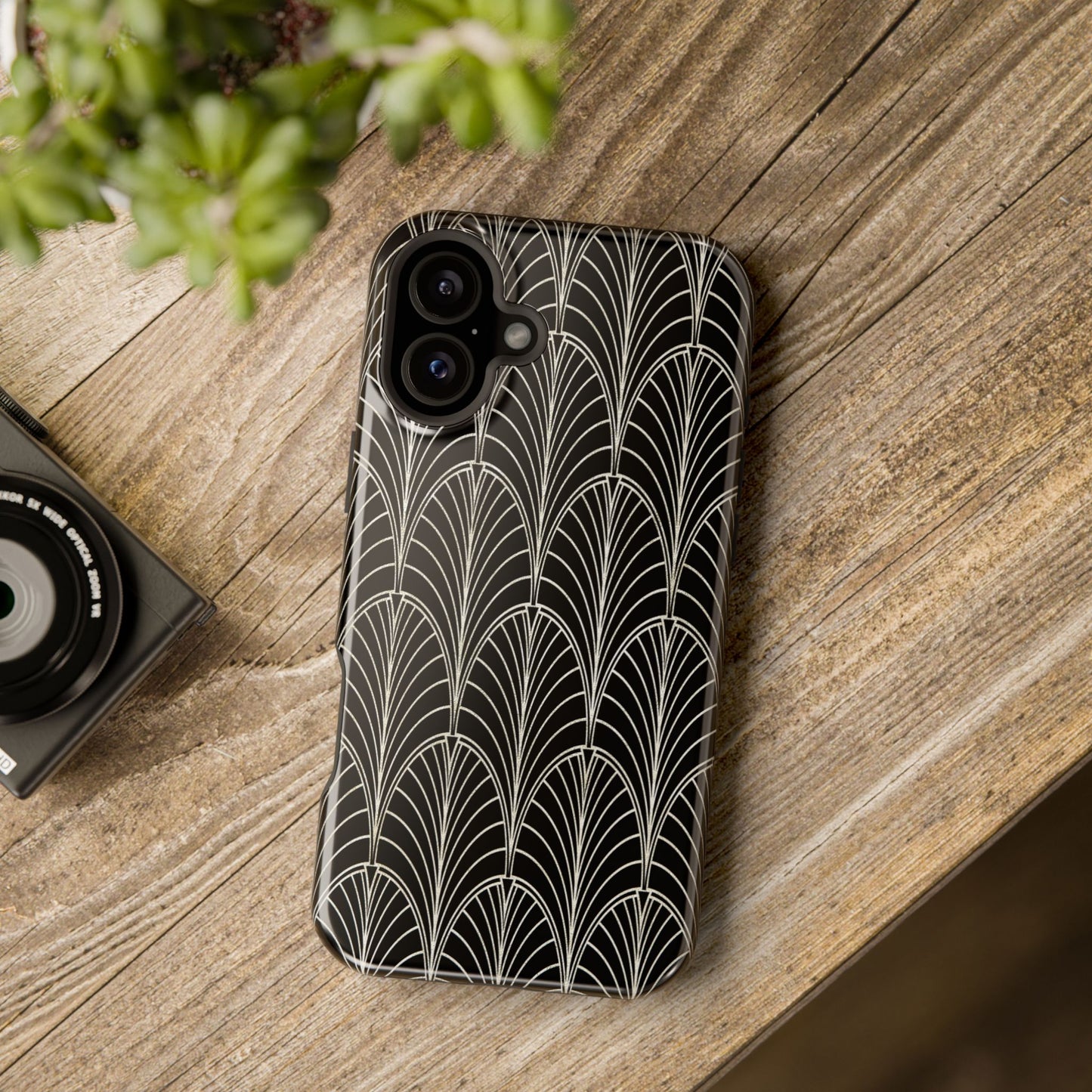 Impact-Resistant Phone Case- Art Deco Black Beige