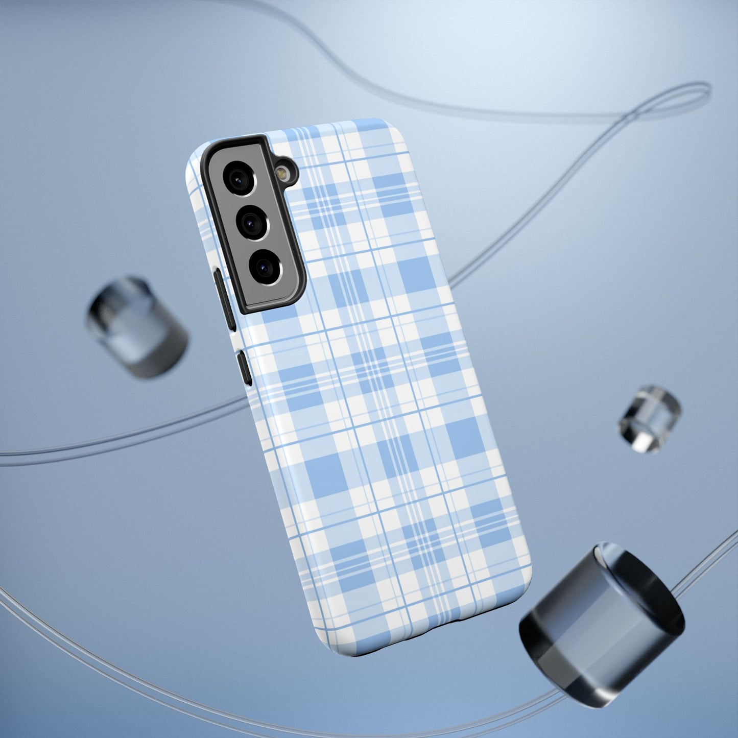 Impact-Resistant Phone Case - Easter Plaid Blue