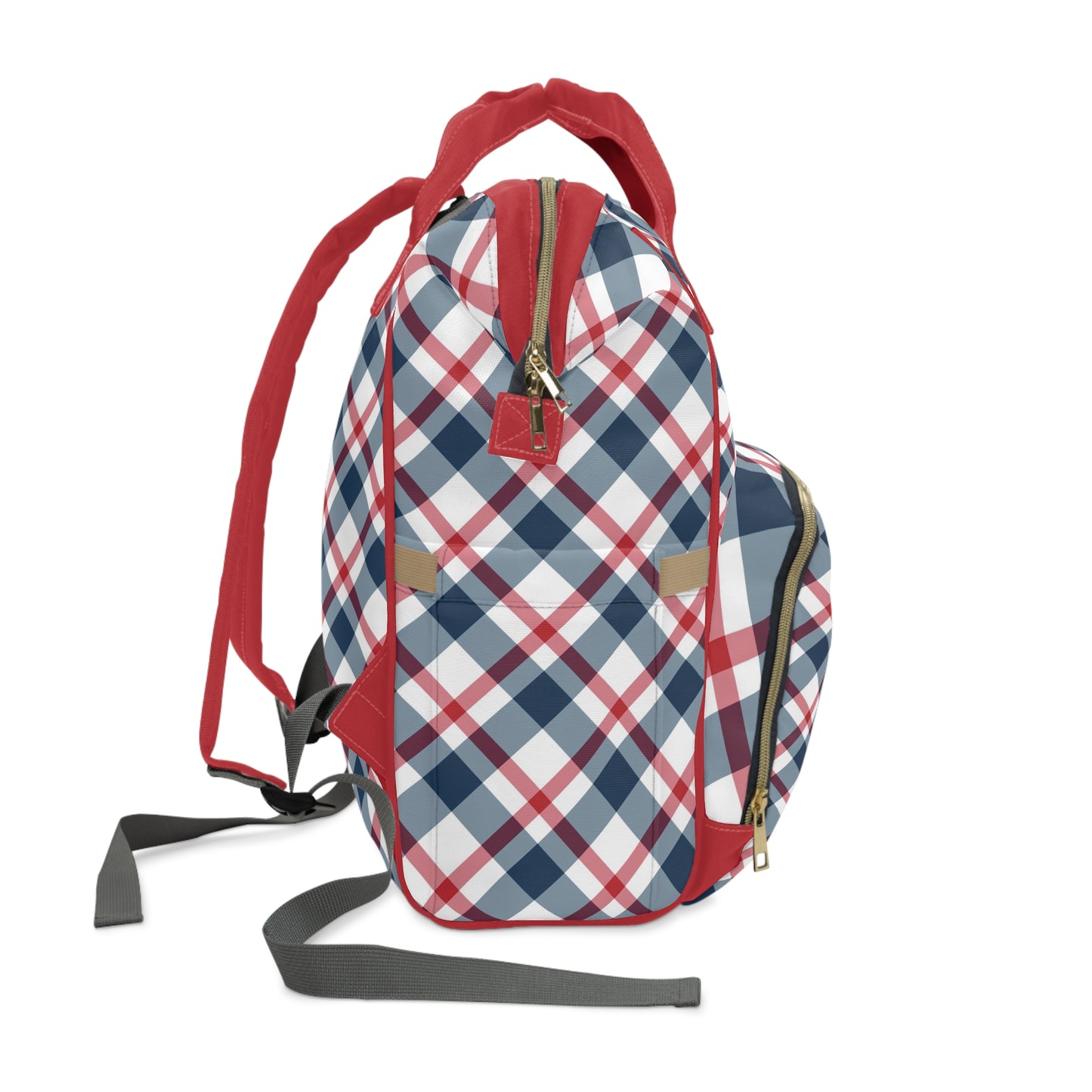 Multifunctional Backpack Diaper Bag-Classic 4th of July Plaid