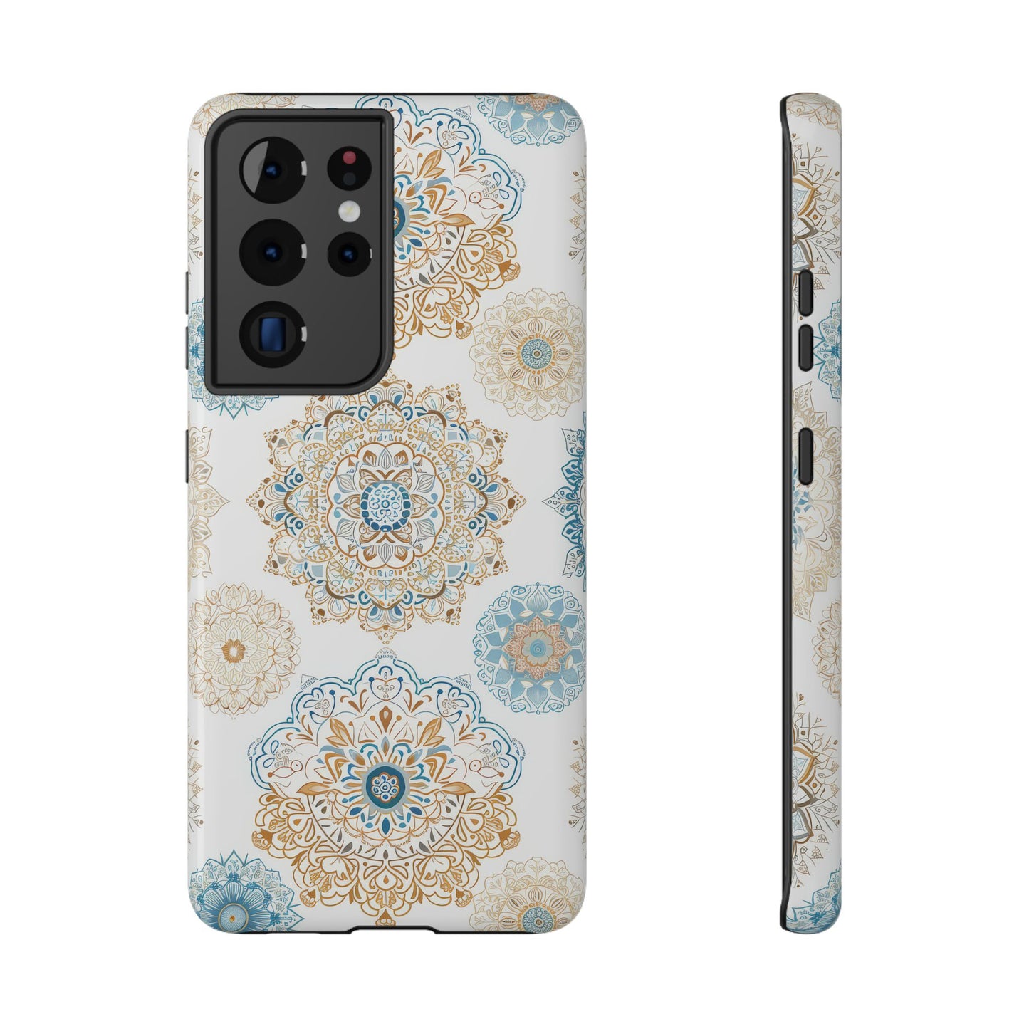 Impact-Resistant Cases, Blue Gold Boho Fun