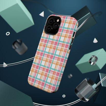 Impact-Resistant Phone Case - Summer Plaid Pink