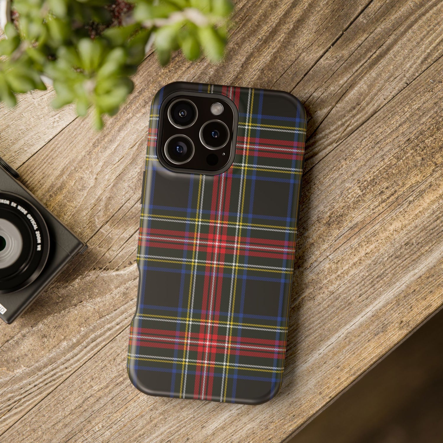 Impact-Resistant Holiday Phone Case-Christmas Tartan Plaid Black