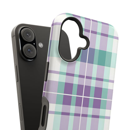 Impact-Resistant Phone Case - Spring Plaid Purple