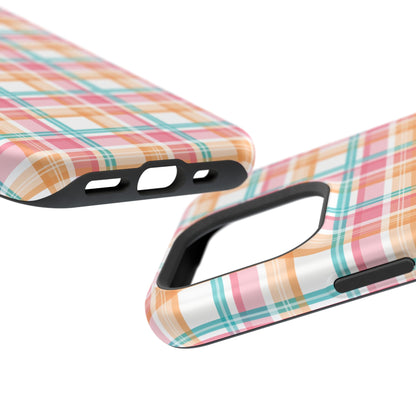 Impact-Resistant Phone Case - Summer Plaid Pink