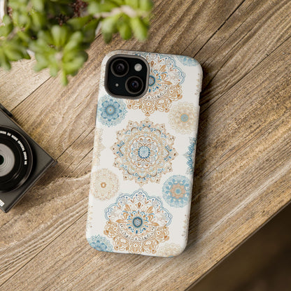 Impact-Resistant Cases, Blue Gold Boho Fun