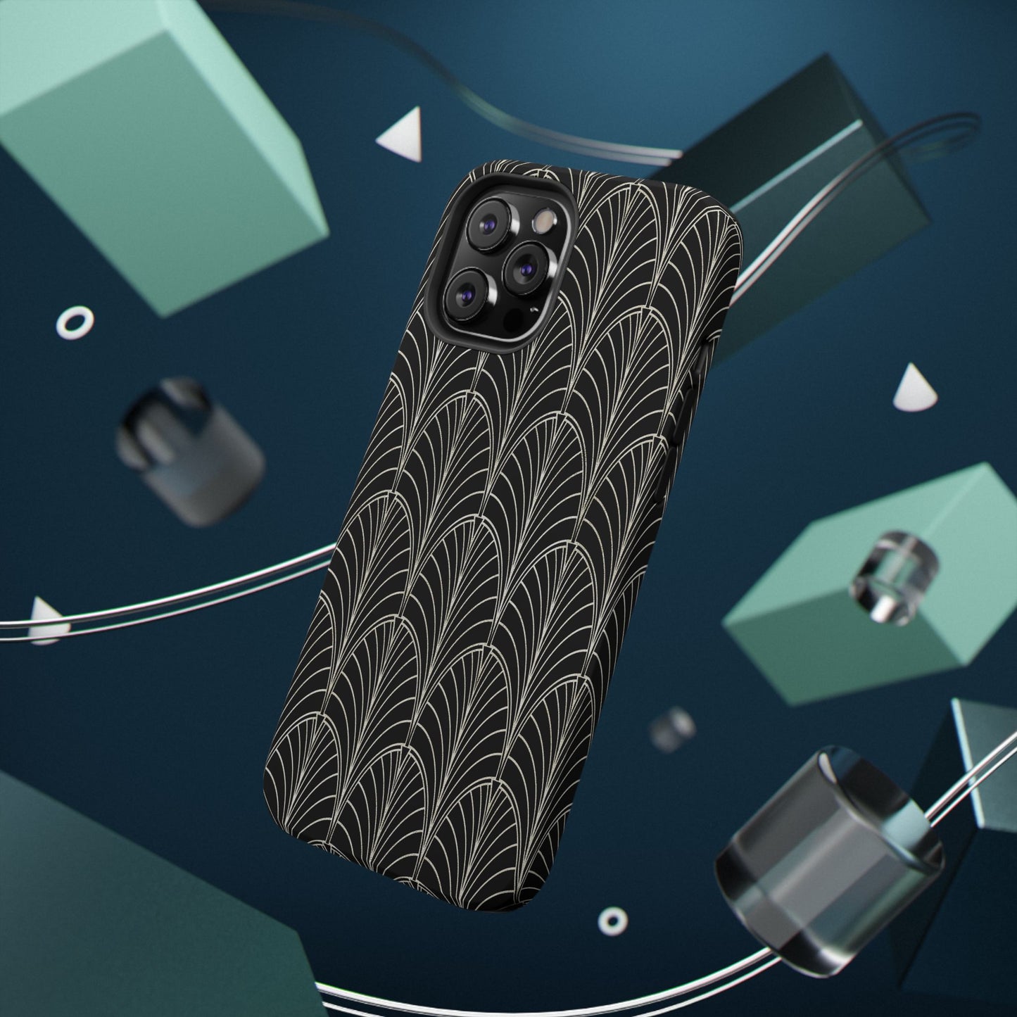 Impact-Resistant Phone Case- Art Deco Black Beige