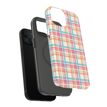 Impact-Resistant Phone Case - Summer Plaid Pink