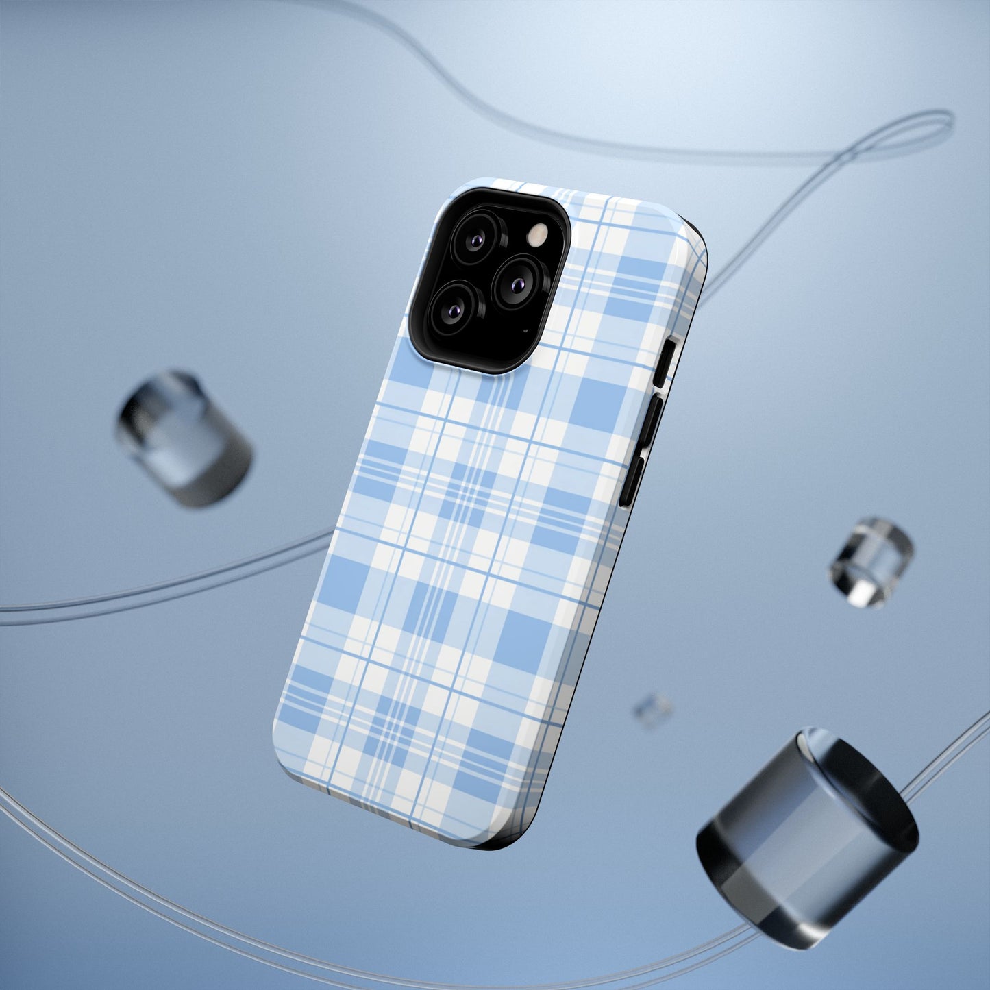 Impact-Resistant Phone Case - Easter Plaid Blue