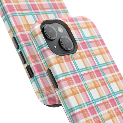 Impact-Resistant Phone Case - Summer Plaid Pink