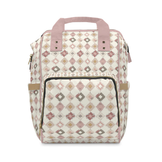 Boho Pink and Cream Multifunctional Diaper Backpack