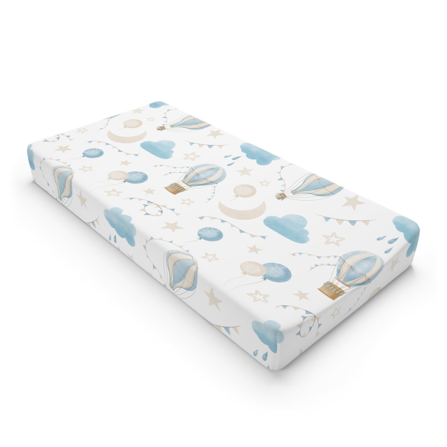 Baby Changing Pad Cover Watercolor Balloon Clouds Blue