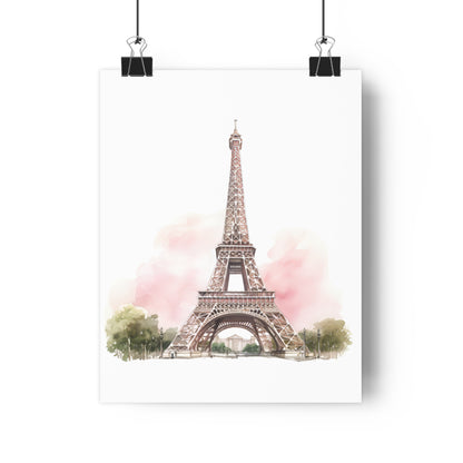 Giclée Art Print Watercolor Pink Paris Eiffel Tower