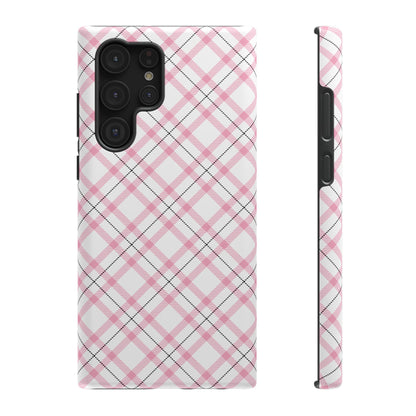 Impact-Resistant Phone Case - Pink Black Plaid