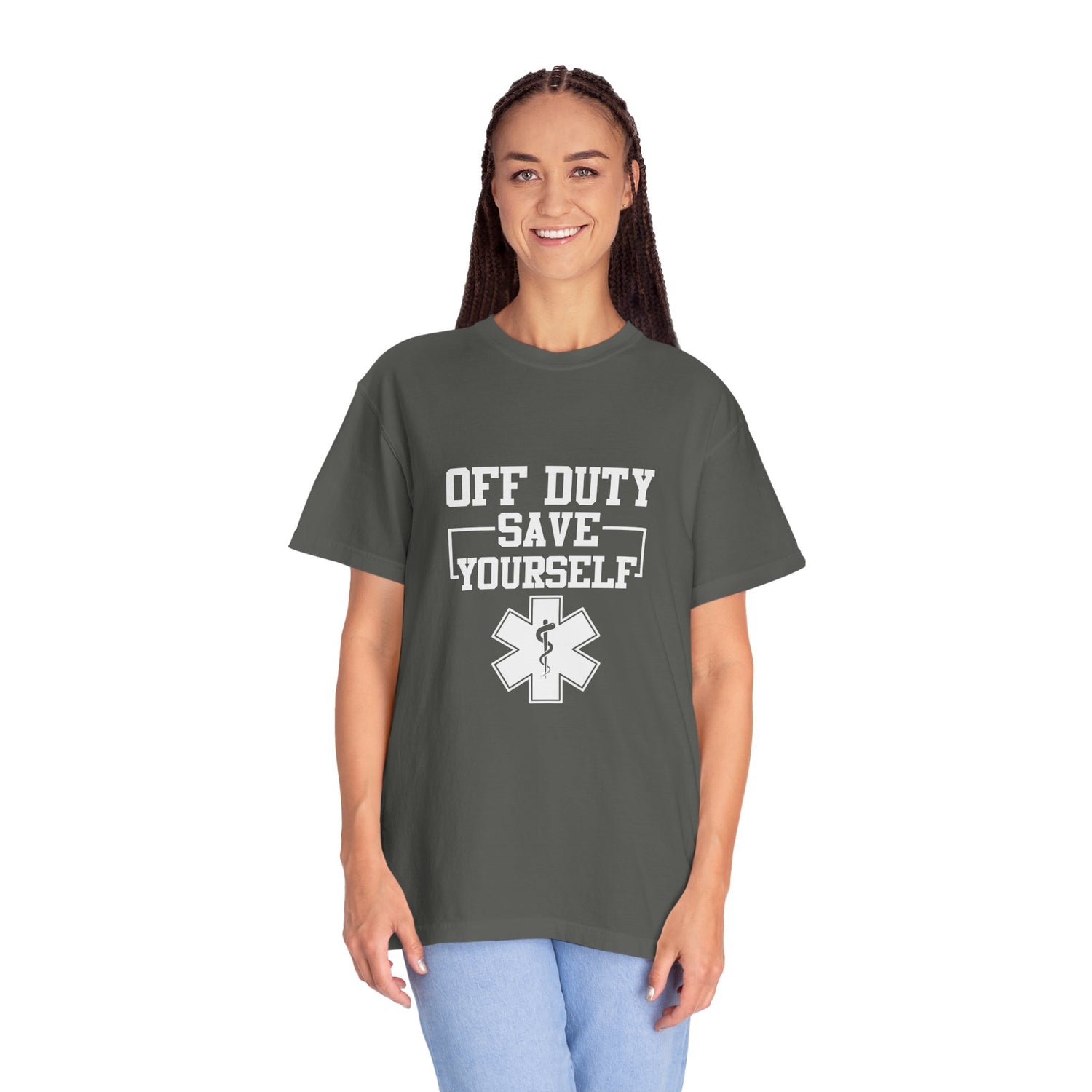 Unisex Off Duty T-Shirt, EMS Gift, First Responder Tee, Paramedic Humor Shirt, Casual Wear, Emergency Services Apparel
