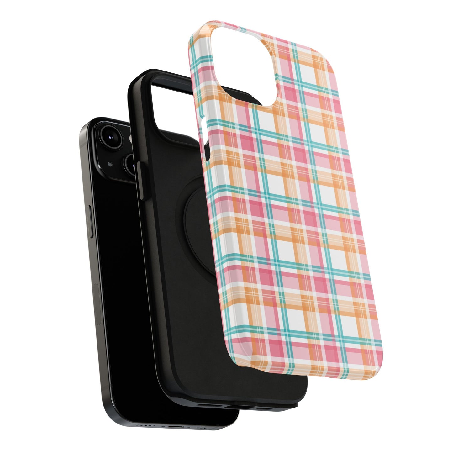 Impact-Resistant Phone Case - Summer Plaid Pink