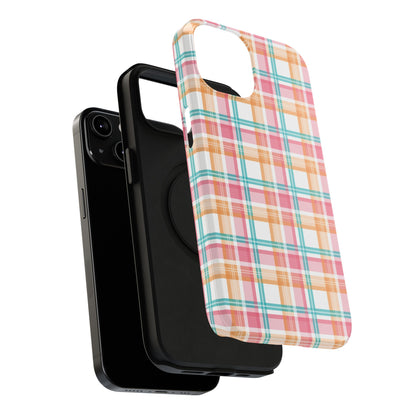 Impact-Resistant Phone Case - Summer Plaid Pink