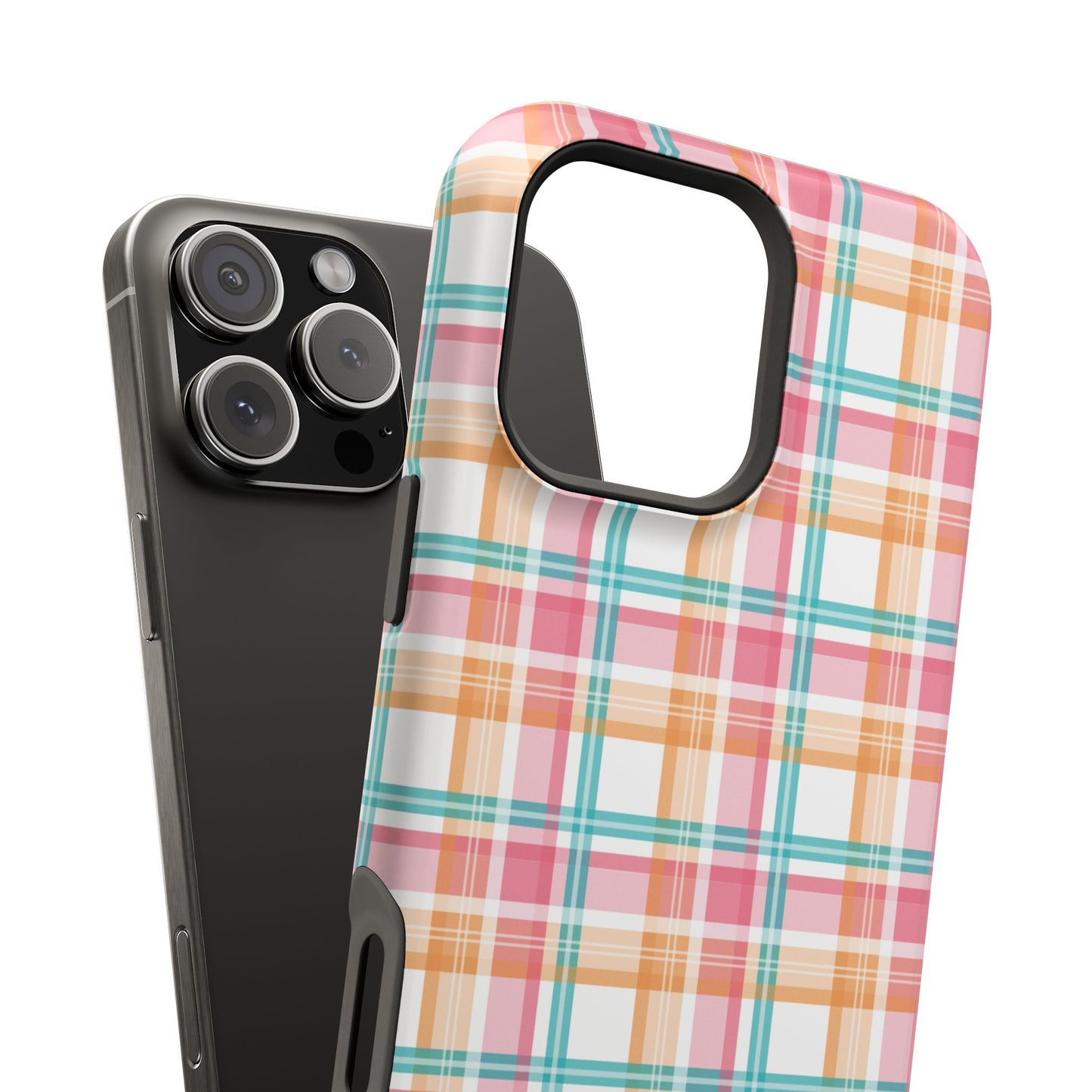 Impact-Resistant Phone Case - Summer Plaid Pink