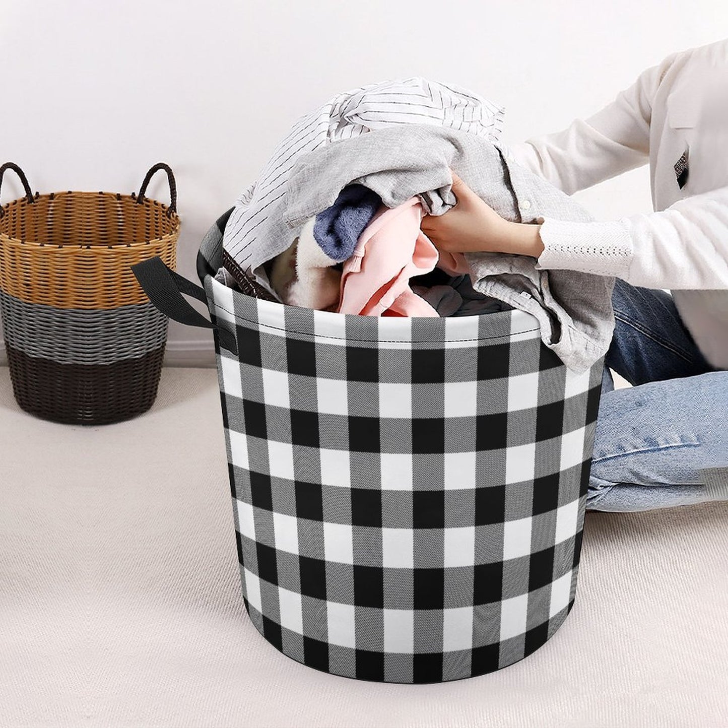 Collapsible Laundry Hamper- Farmhouse Buffalo Plaid