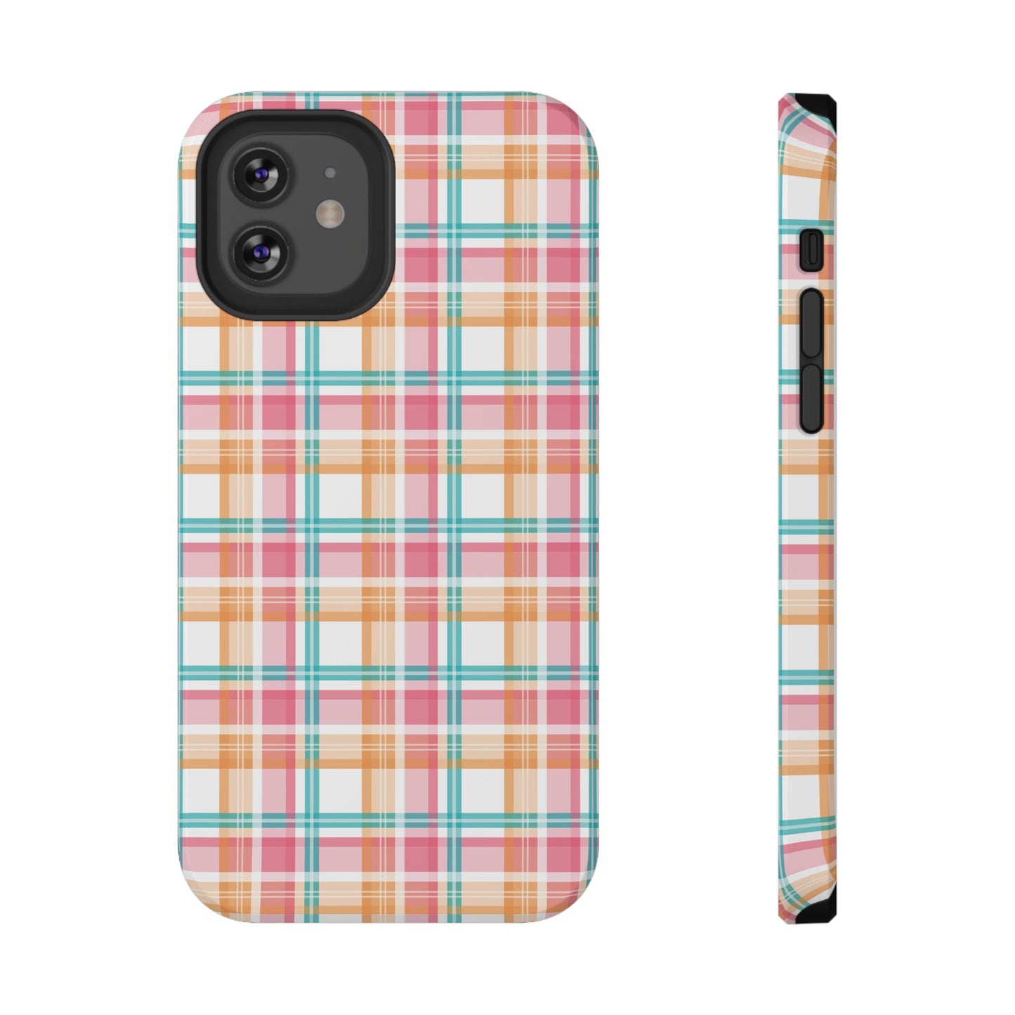 Impact-Resistant Phone Case - Summer Plaid Pink