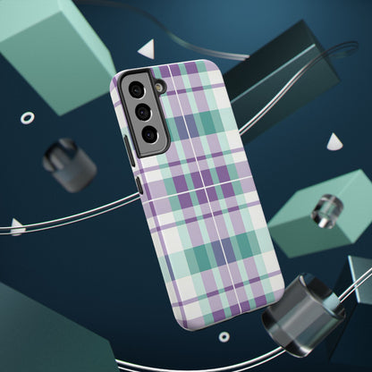 Impact-Resistant Phone Case - Spring Plaid Purple