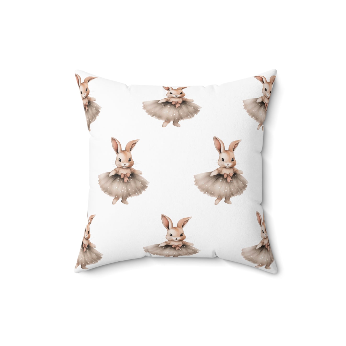 Spun Polyester Square Pillow with Removable Cover Watercolor Ballerina Bunnies