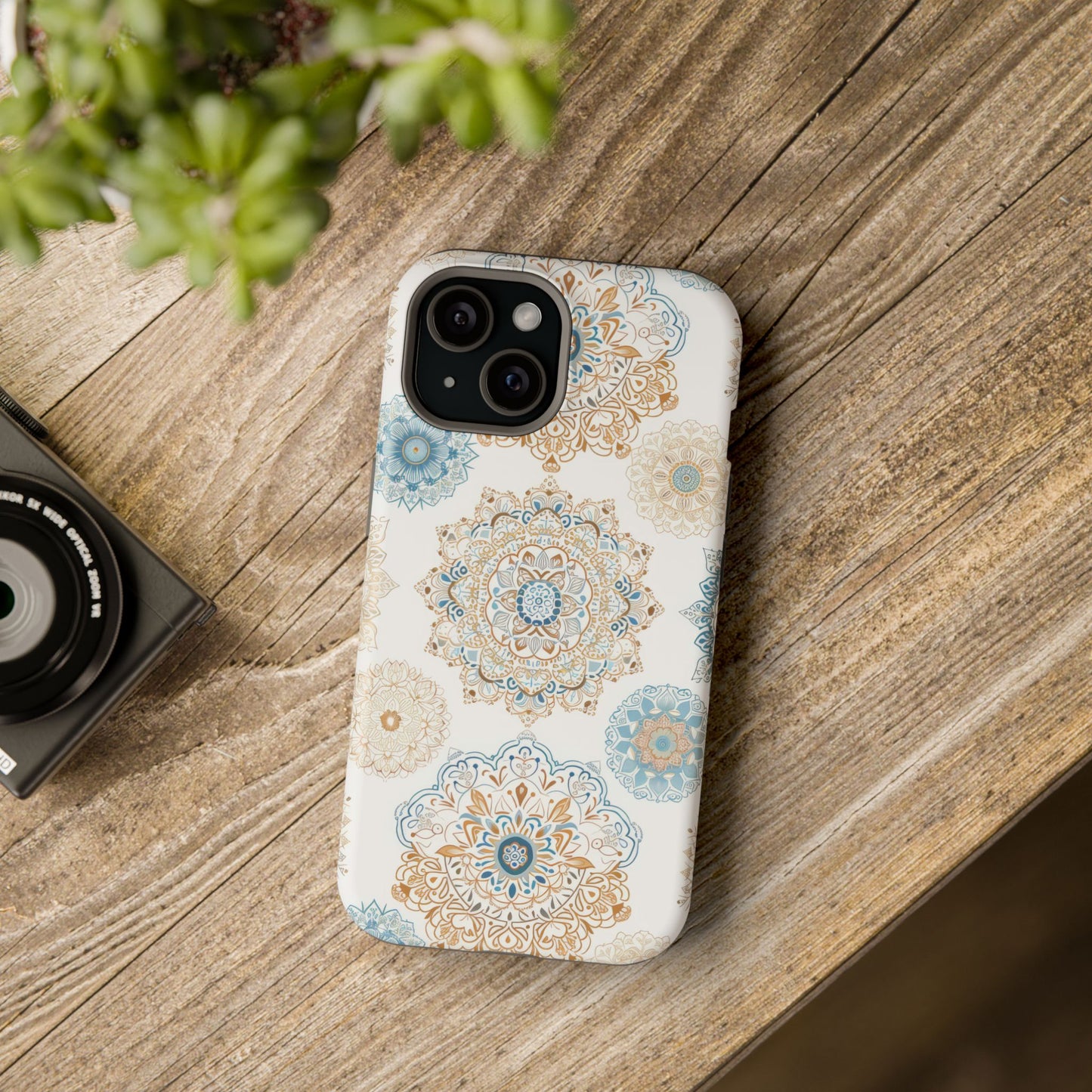 Impact-Resistant Cases, Blue Gold Boho Fun