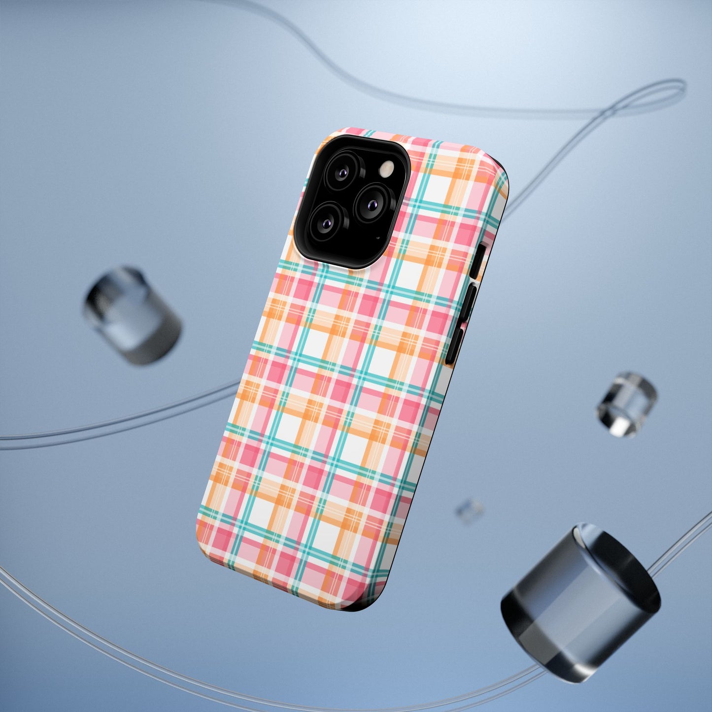 Impact-Resistant Phone Case - Summer Plaid Pink