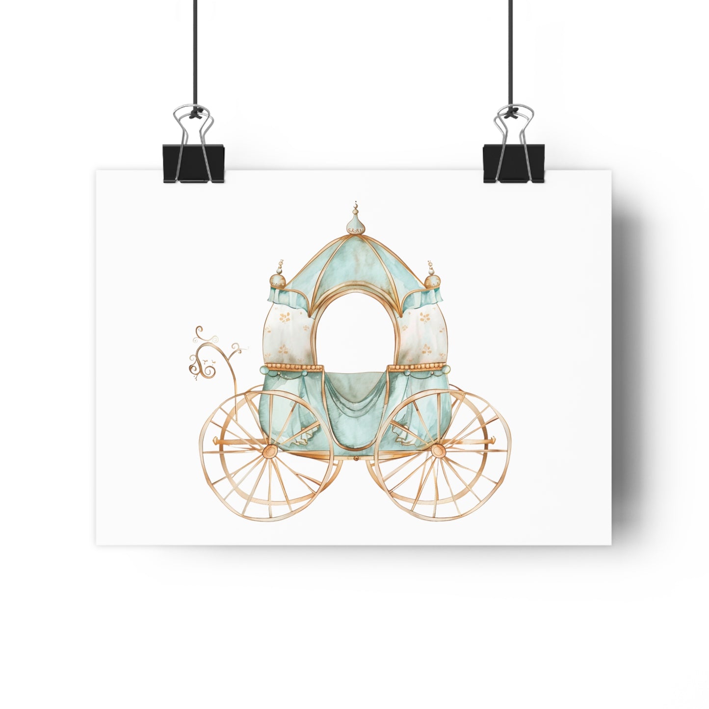 Giclée Art Print Watercolor Teal Princess Carriage