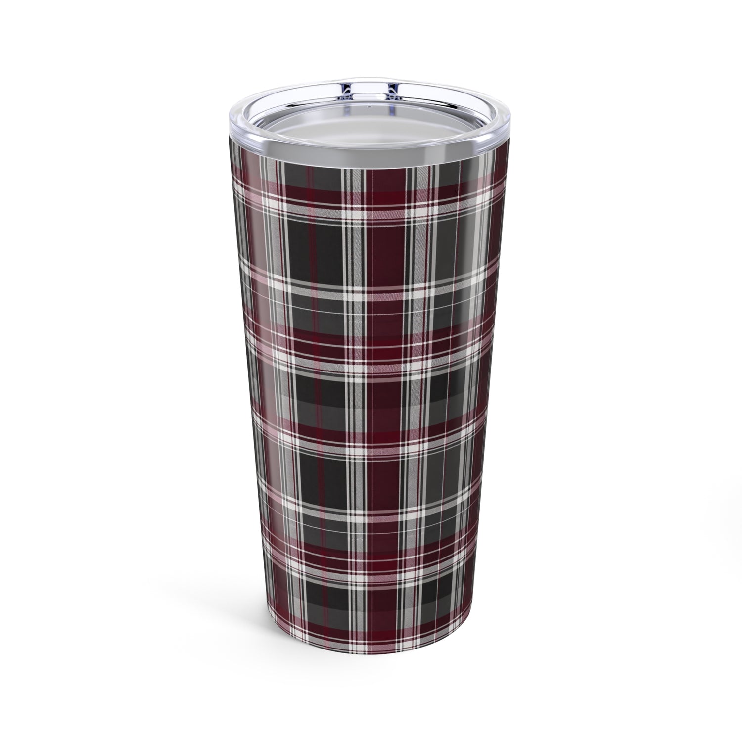 Burgundy Grey Plaid 20oz Stainless Tumbler
