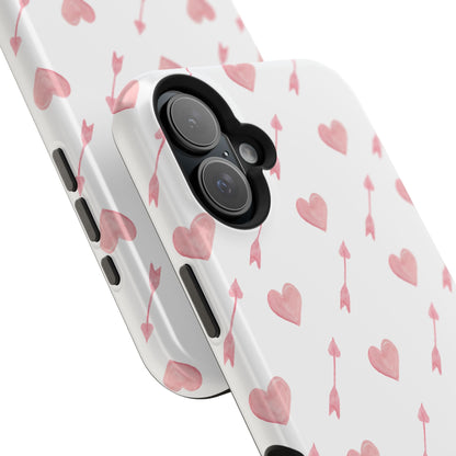 Impact-Resistant Cases - Valentine's Day Watercolor Arrow Hearts