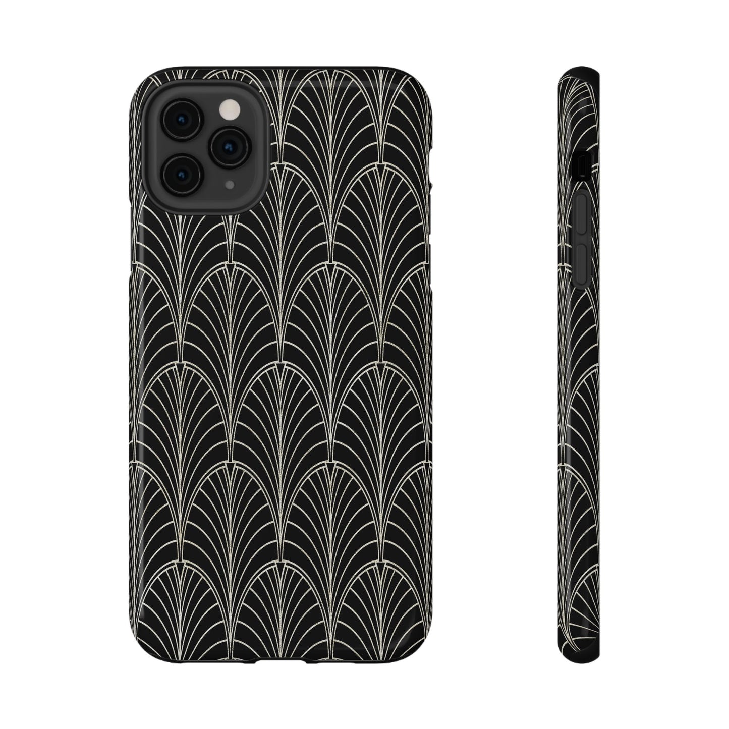 Impact-Resistant Phone Case- Art Deco Black Beige